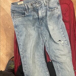 Men's Distressed Light Blue Slim Jeans